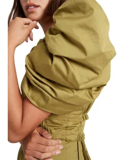 Aje Frequency Butterfly Sleeve Midi Dress Olive Green Size 6 for rent on The Volte - image 2