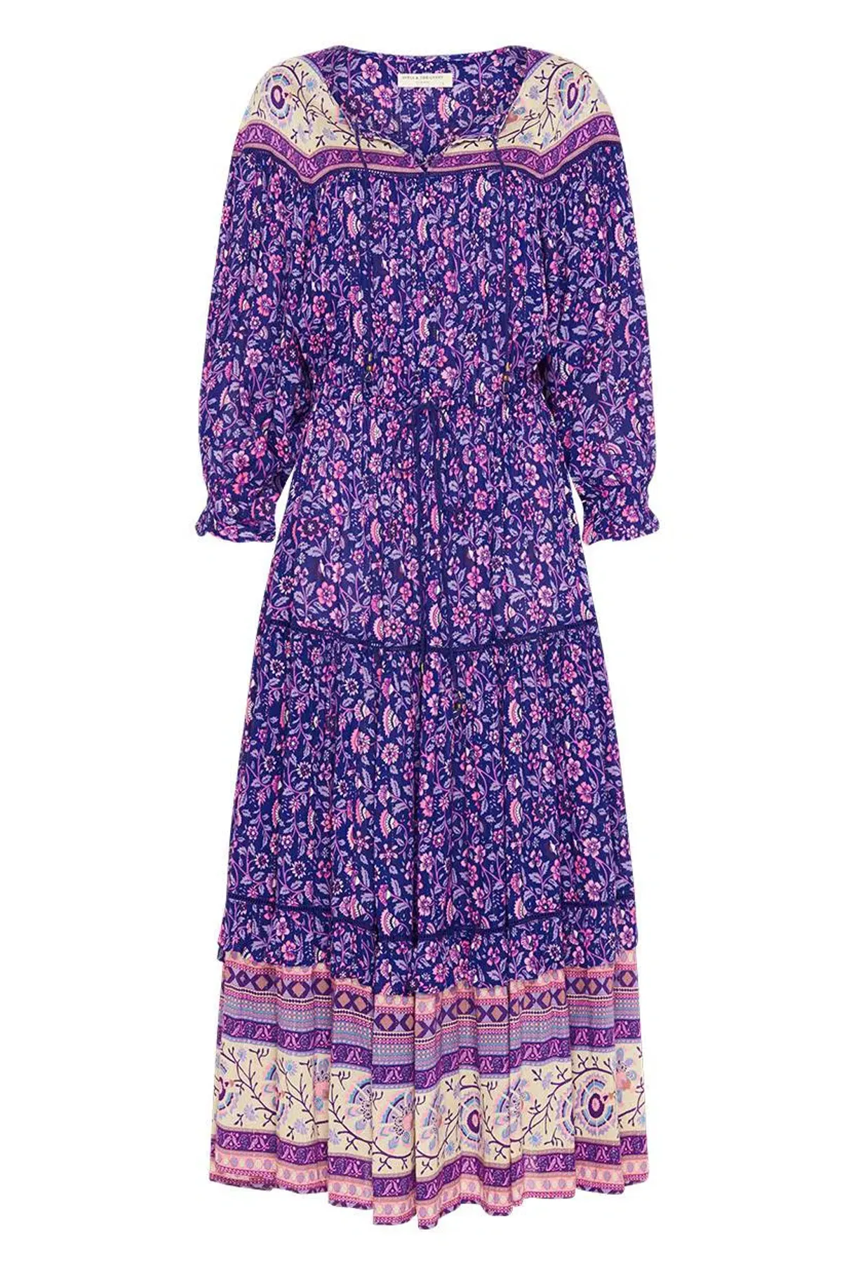 Spell & The Gypsy Collective Dahlia Boho Midi Dress Purple Haze Floral Size M / AU 10 - Image 4
