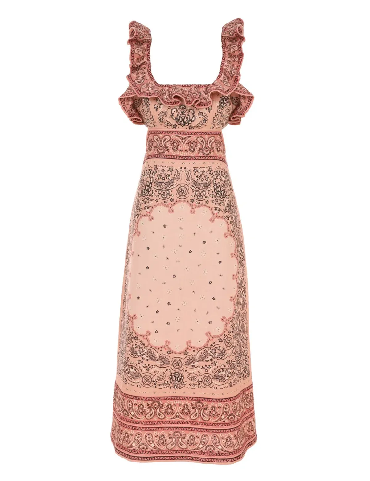 Zimmermann Matchmaker Frilled Midi Dress Pink Bandana Size 4 / AU 16 - Image 5