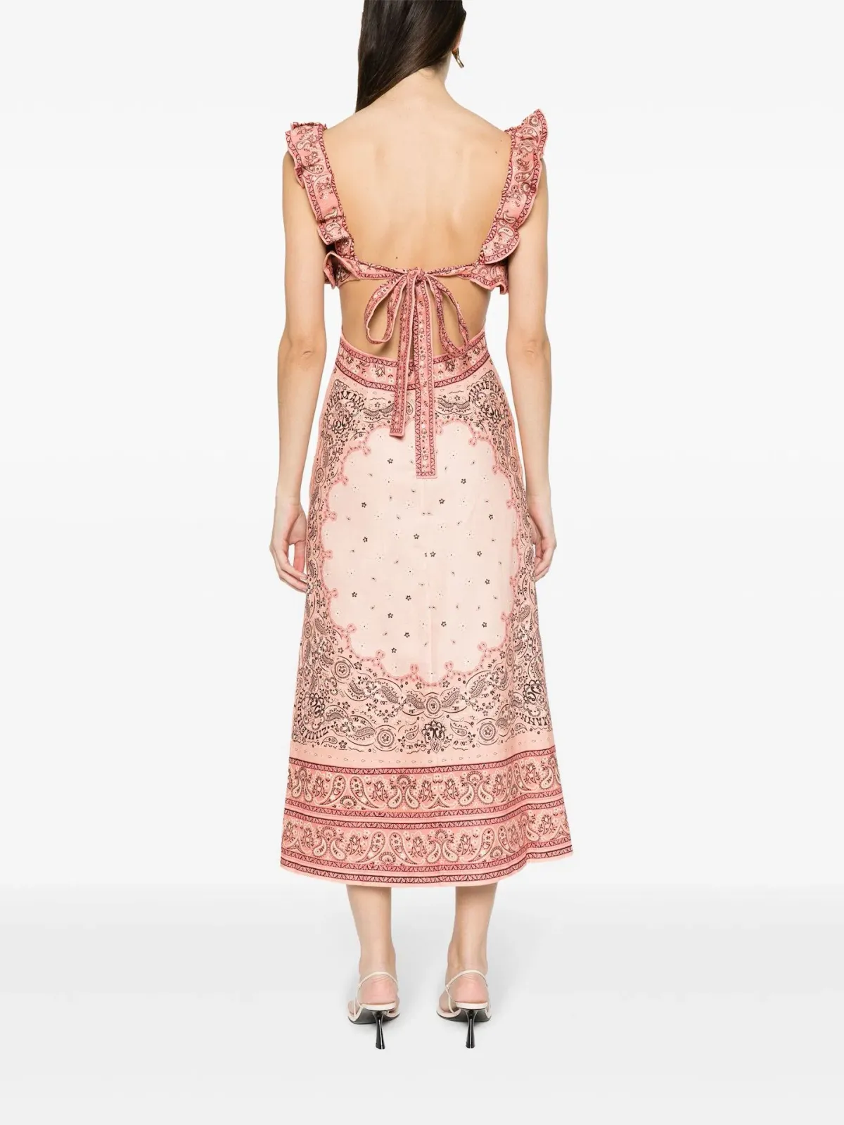 Zimmermann Matchmaker Frilled Midi Dress Pink Bandana Size 4 / AU 16 - Image 4