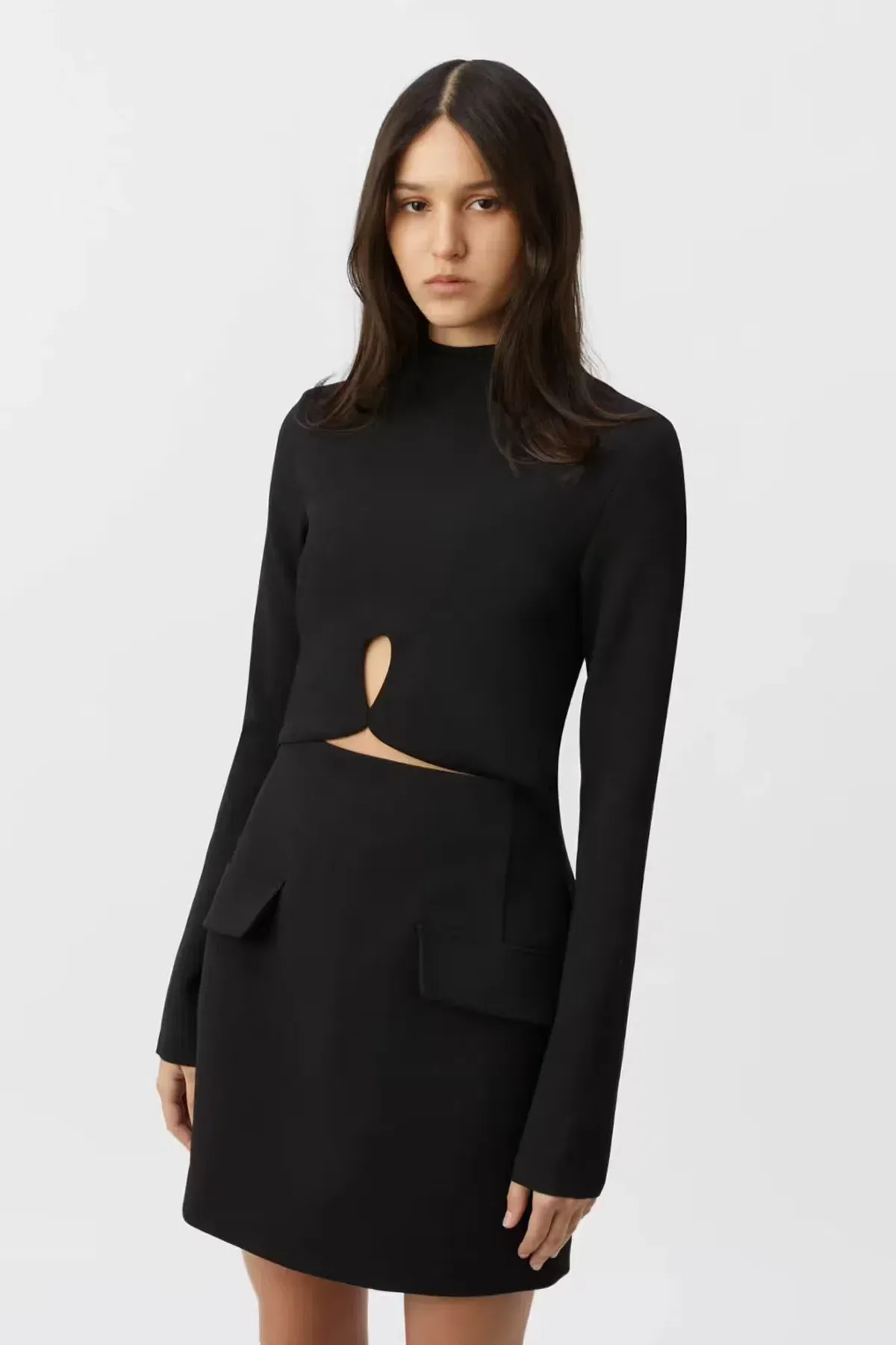 Camilla & Marc Ilona Long Sleeve Mini Dress Black Size 6 - Image 2