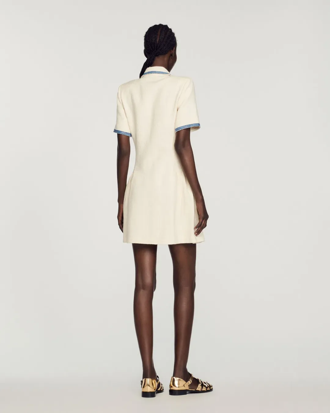 Sandro Paris Seville Double Breasted Woven Mini Dress White Size S / AU 8 for rent on The Volte - main image