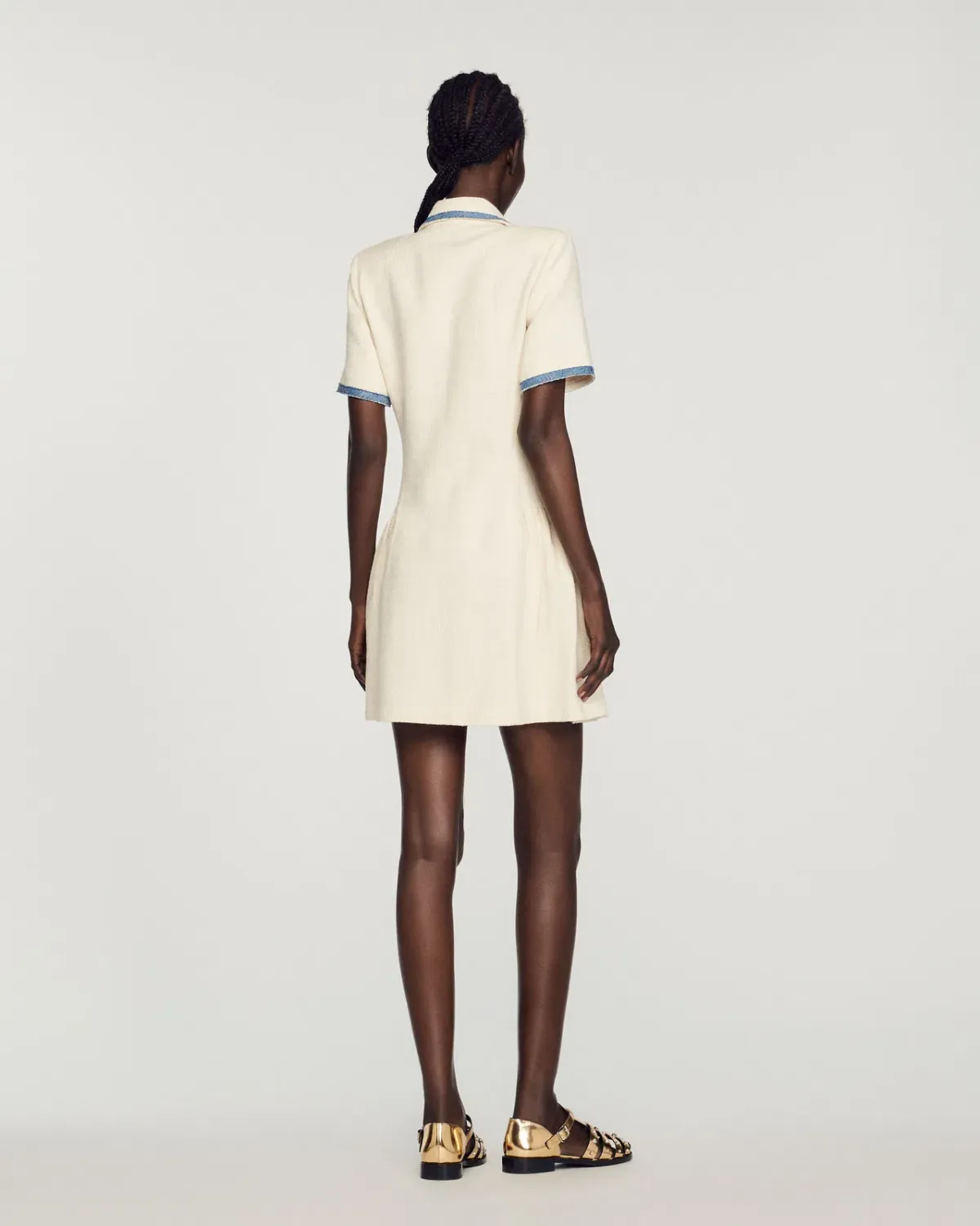 Sandro Paris Seville Double Breasted Woven Mini Dress White Size S / AU 8 - Image 2