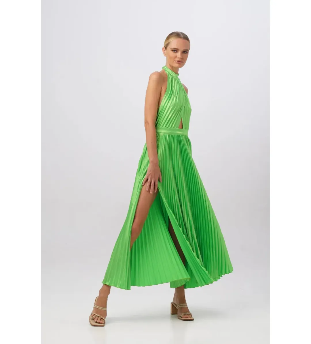 L'Idee Renaissance Split Gown in Neon Lime Size AU 8 for rent on The Volte - main image