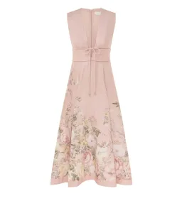 Zimmermann Waverly Plunge Midi Dress Pink Floral Size 1 / AU 10 for rent on The Volte - image 5