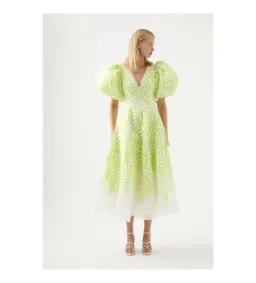 Aje Botanical Applique Midi Dress Ivory/Citrus Yellow Size M / AU 10 for rent on The Volte - image 1