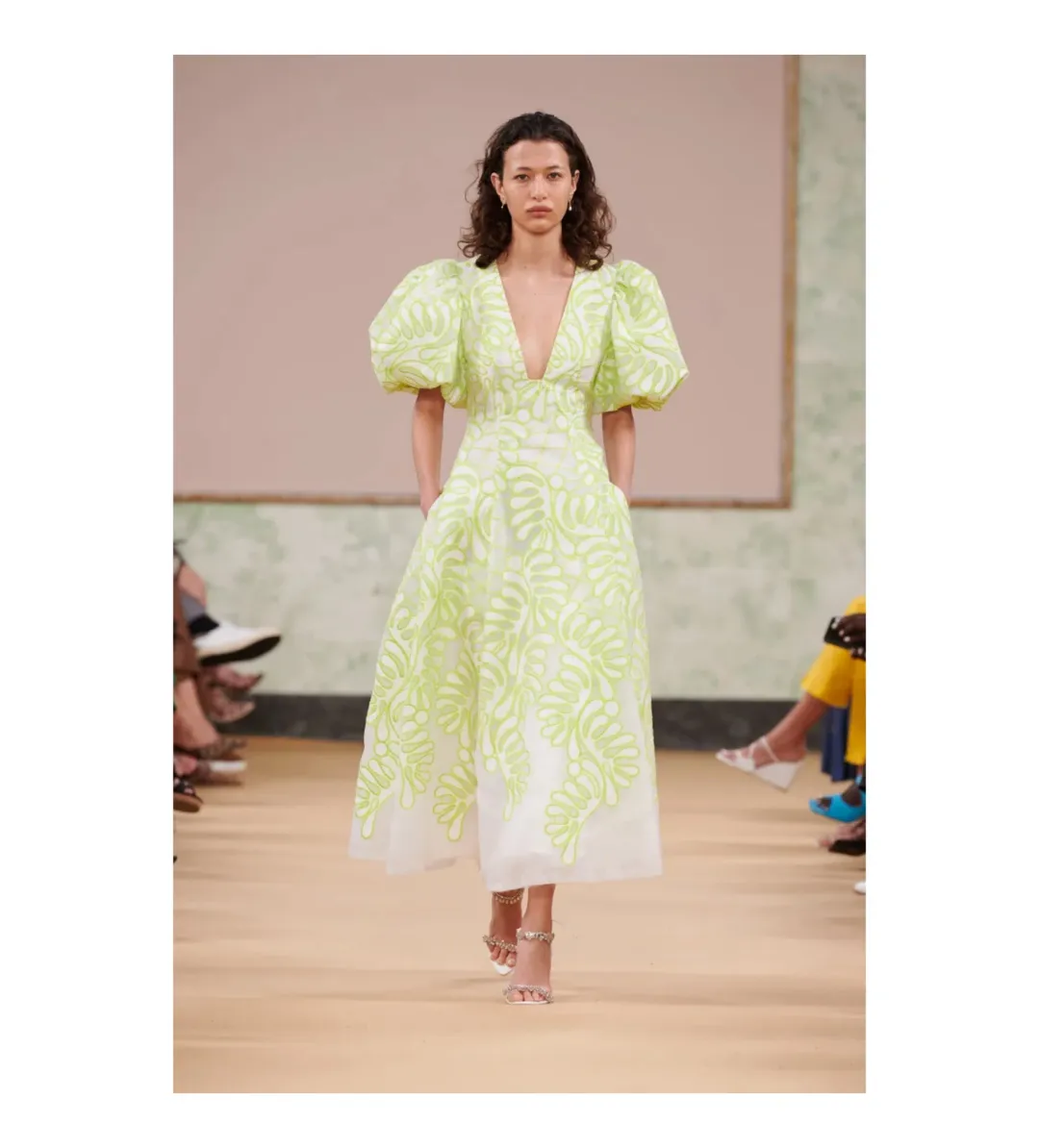 Aje Botanical Applique Midi Dress Ivory/Citrus Yellow Size M / AU 10 for rent on The Volte - main image