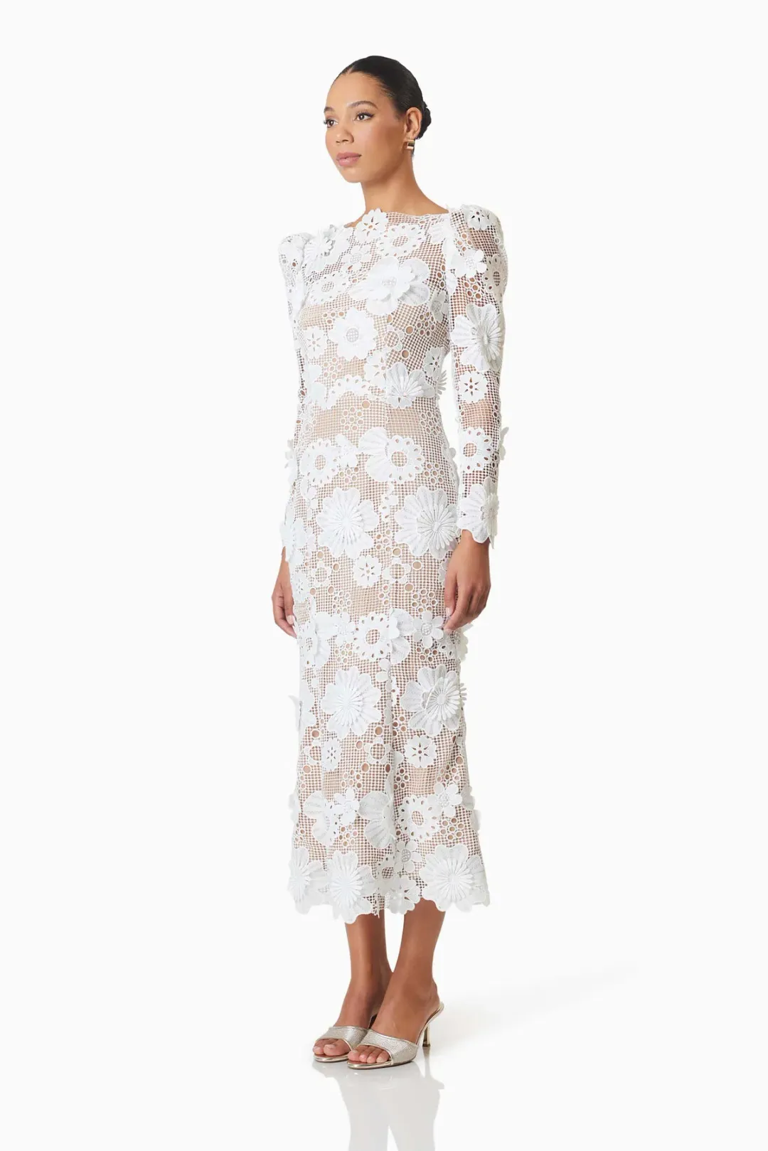 Elliatt Autumn Long Sleeve Midi Dress in White Size 10 for rent on The Volte - main image