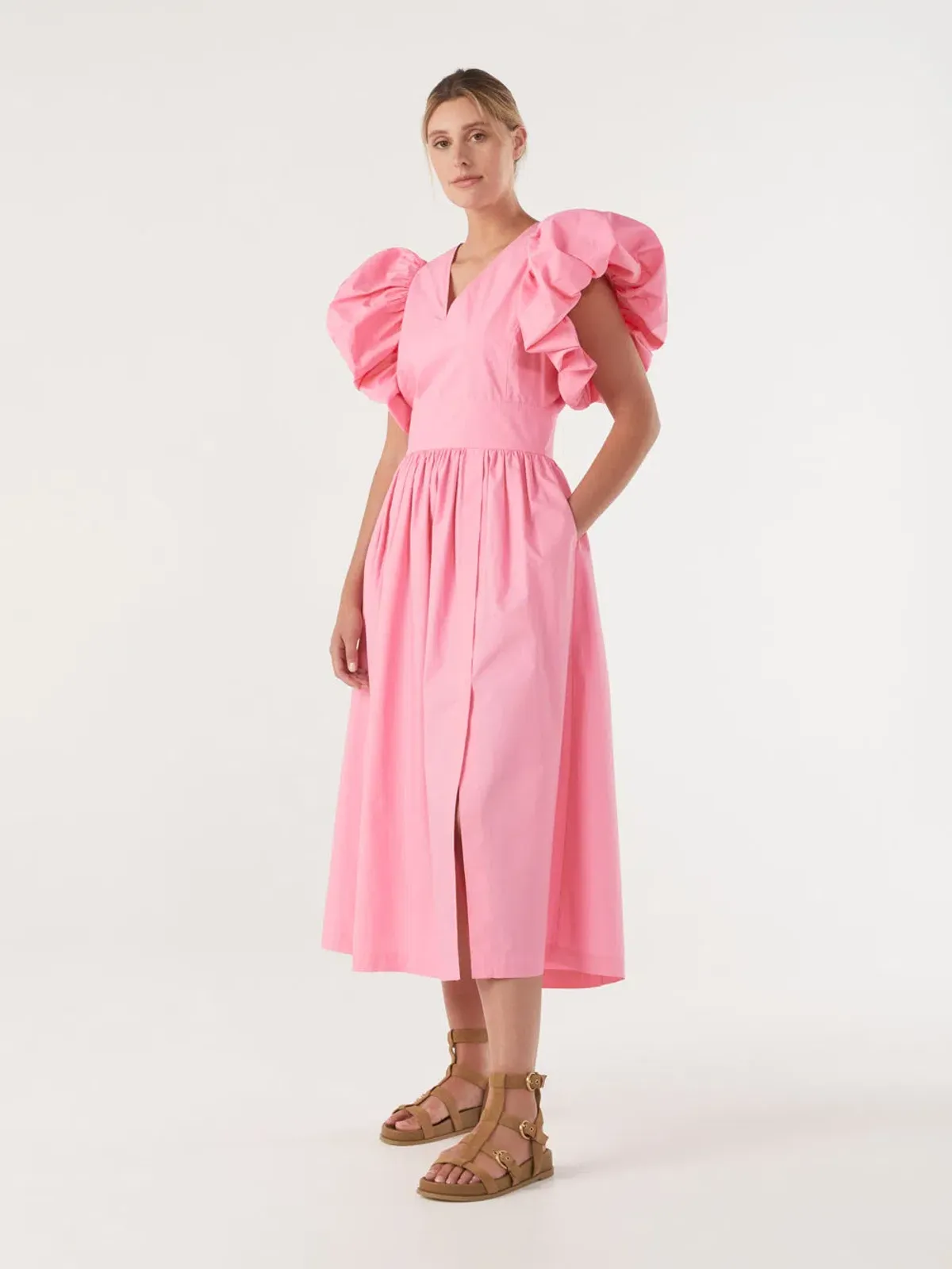 Commonry Cotton Statement Sleeve Dress Petal Pink Size XL / AU 20 - Image 1