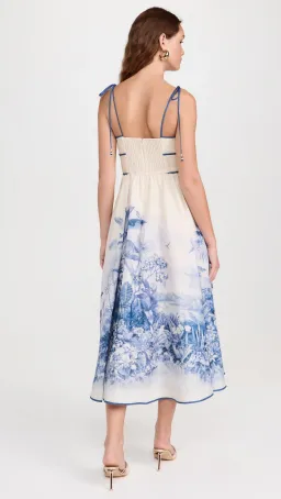 Zimmermann Wylie Picnic Midi Dress Blue Palm Size 0 / AU 8 for rent on The Volte - image 2