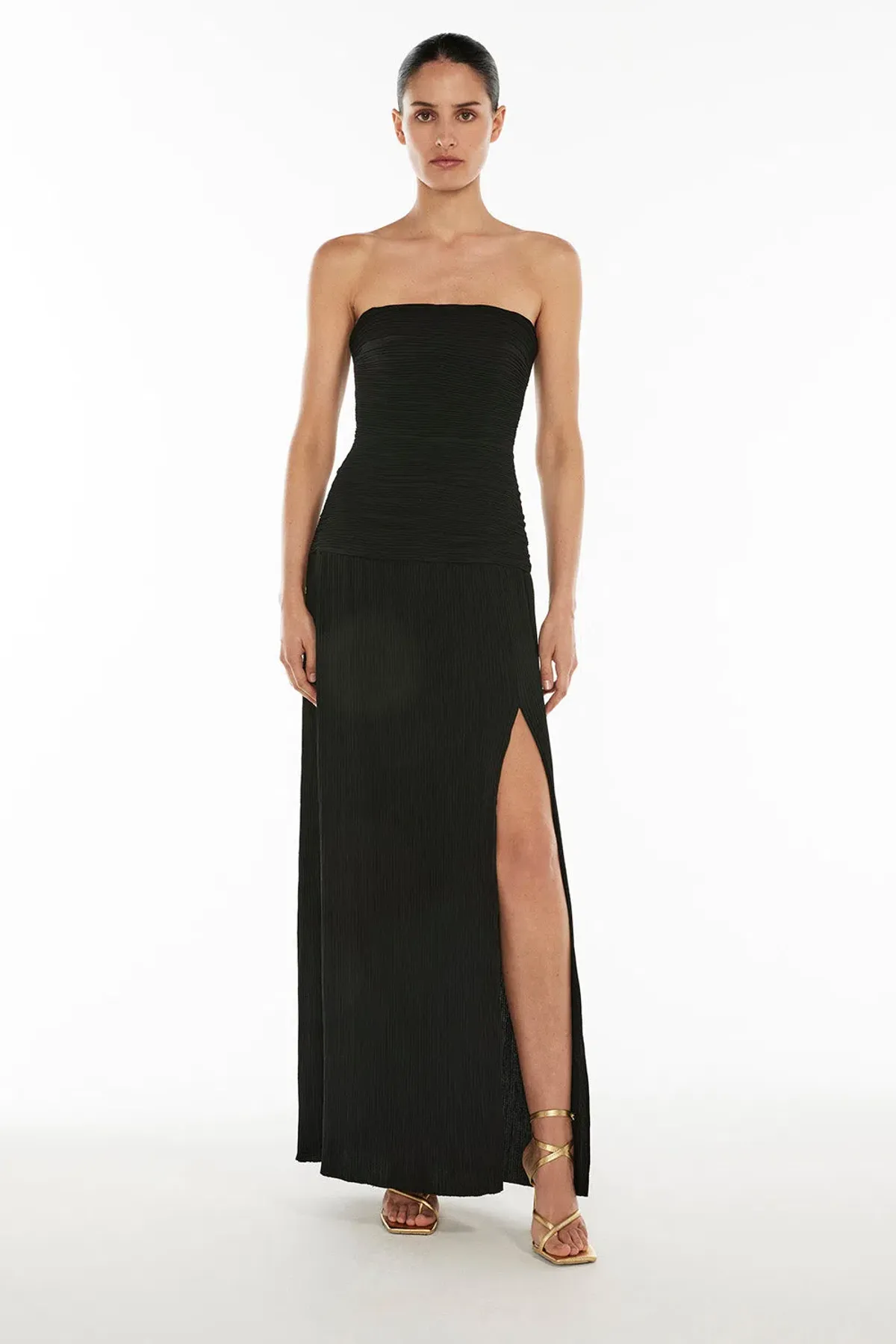 Manning Cartell Double Time Pleat Strapless Dress in Black Size 6 - Image 1