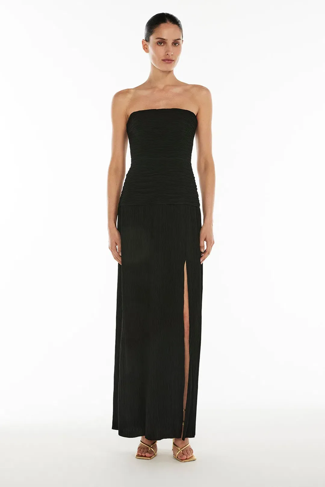Manning Cartell Double Time Pleat Strapless Dress in Black Size 8 for rent on The Volte - main image