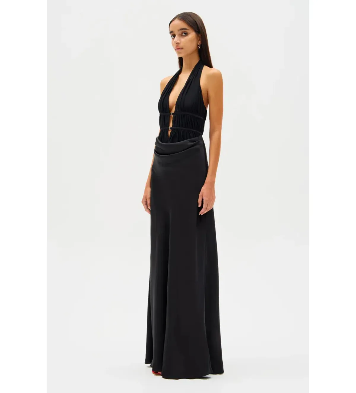 Misha Celine Satin Maxi Dress Black Size 8/S - Image 2