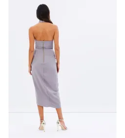 Shona Joy Core Knot Draped Dress Grey Size AU 16 for rent on The Volte - image 3