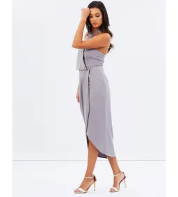 Shona Joy Core Knot Draped Dress Grey Size AU 16 for rent on The Volte - image 2