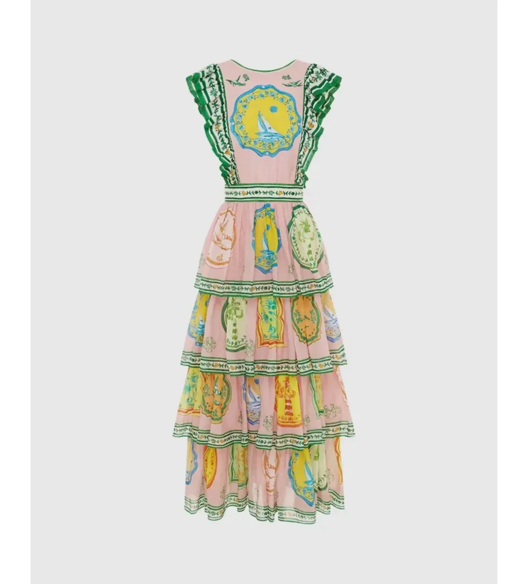 Alemais Porcelain Frill Midi Dress in Pink Size AU 12 for rent on The Volte - main image