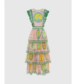 Alemais Porcelain Frill Midi Dress in Pink Size AU 12 for rent on The Volte - image 3
