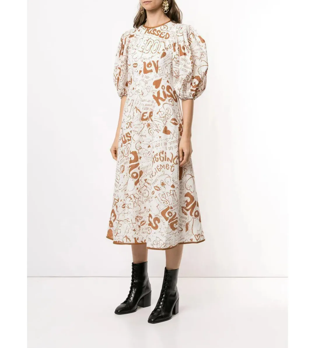 Zimmermann Graffiti Linen Day Dress in Graffiti Print Size 2 / AU 12 for rent on The Volte - main image