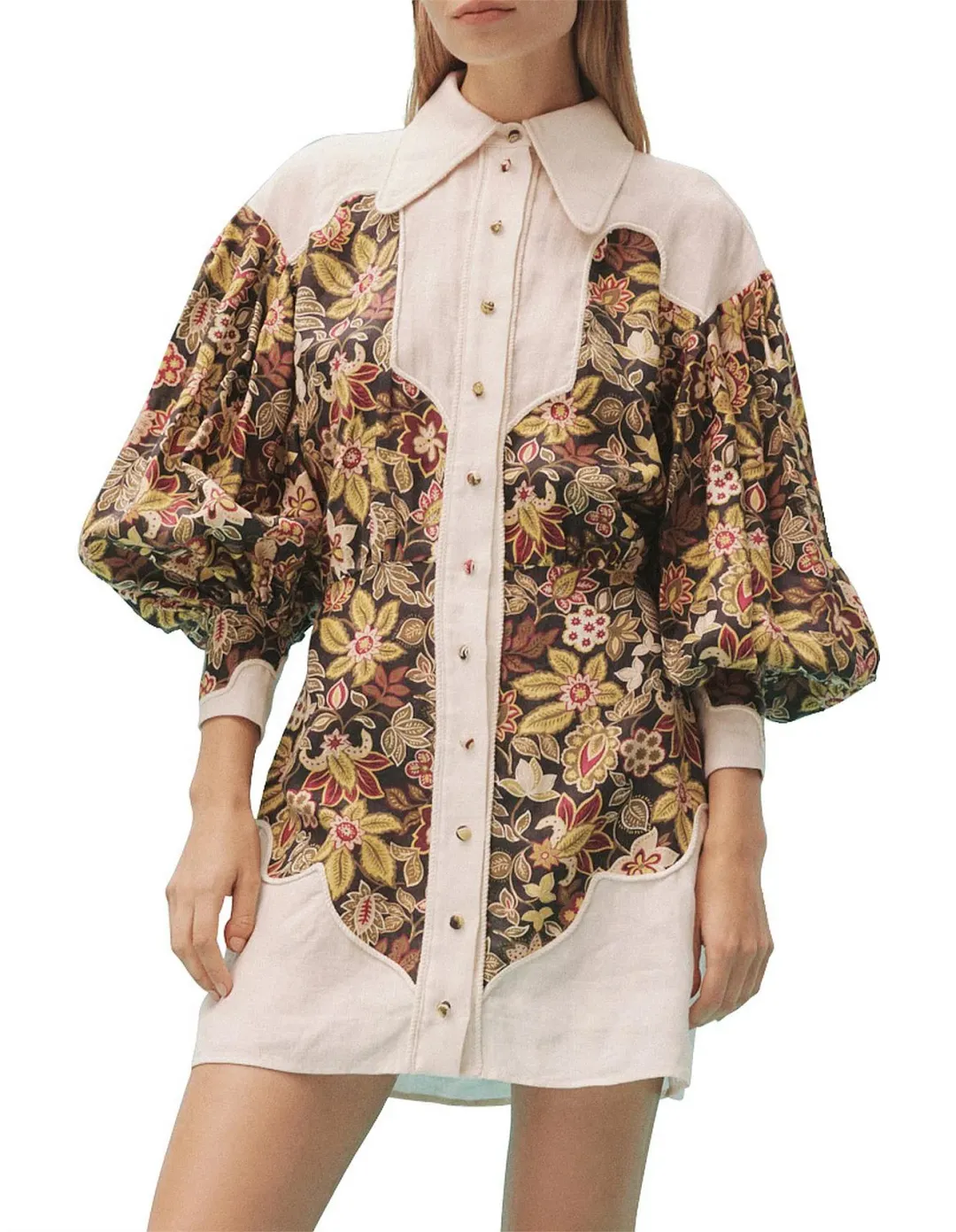 Alémais Isabella Panel Mini Dress Floral Multi Size 14 for rent on The Volte - main image