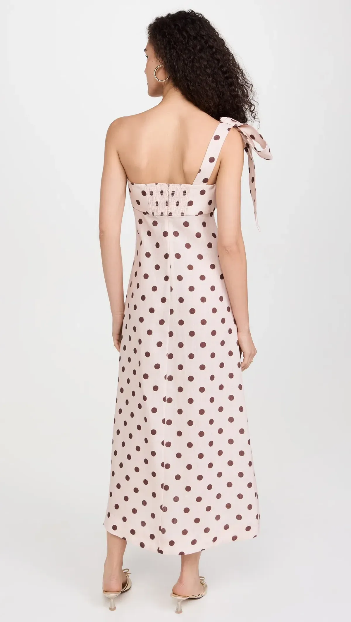 Zimmermann Acacia One Shoulder Midi Dress in Cream/Tan Dot Size 1 / AU 10 - Image 3