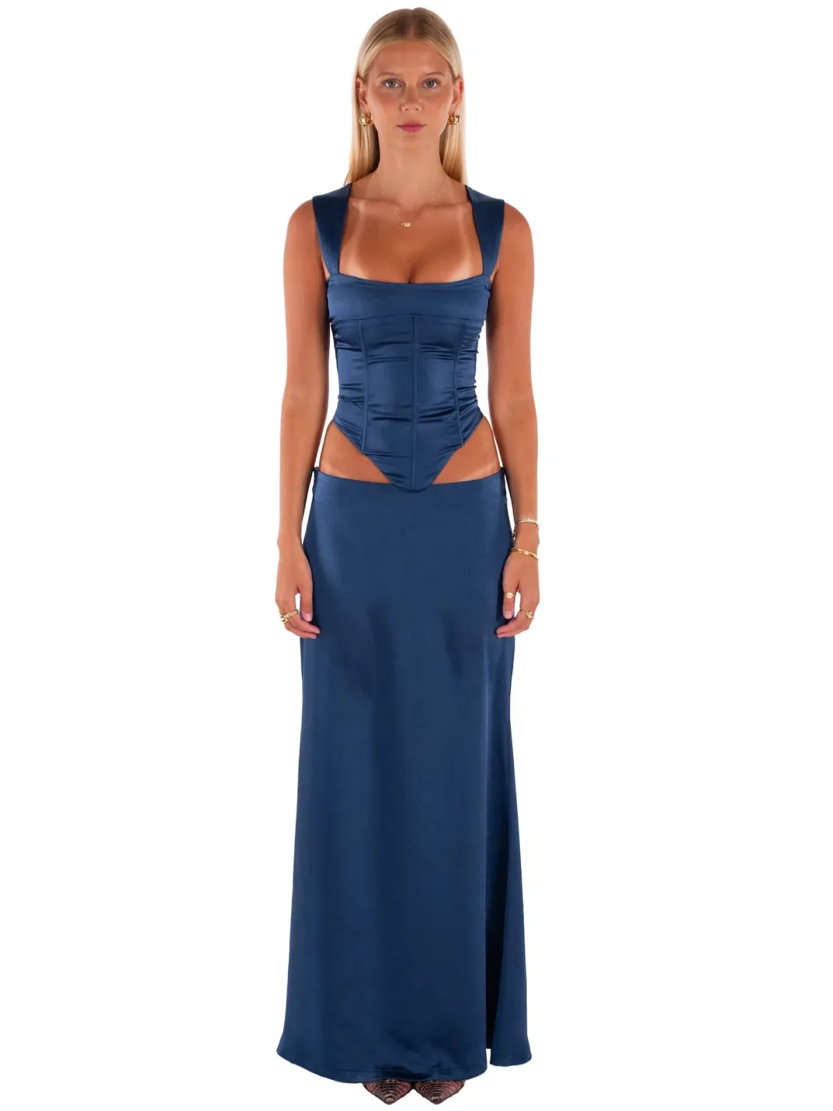 I Am Delilah Valerie Corset and Maxi Skirt Set in Midnight Blue Size M / AU 10 - Image 1
