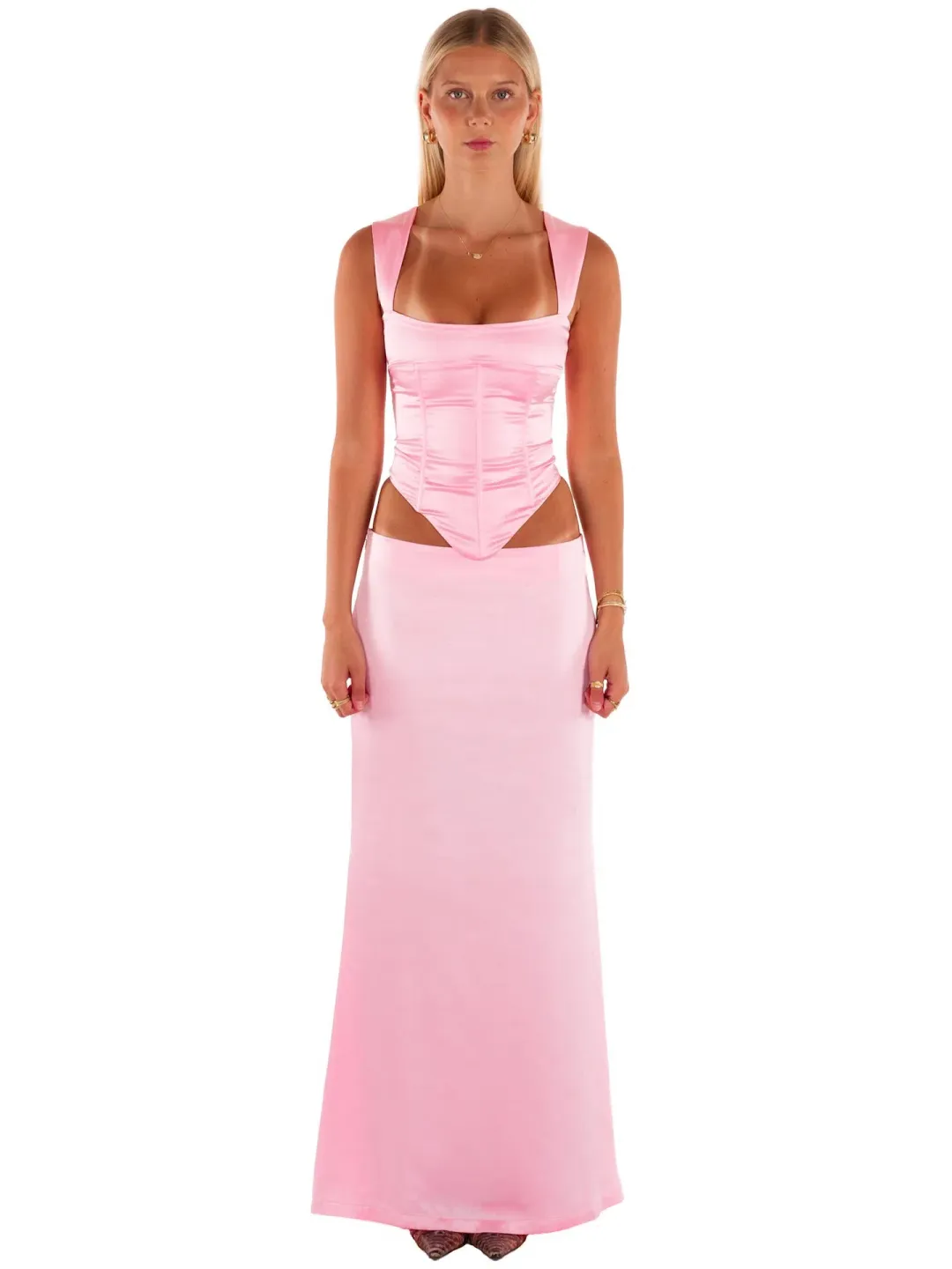 I Am Delilah Valerie Corset and Maxi Skirt Set in Candy Pink Size L / AU 12 for rent on The Volte - main image