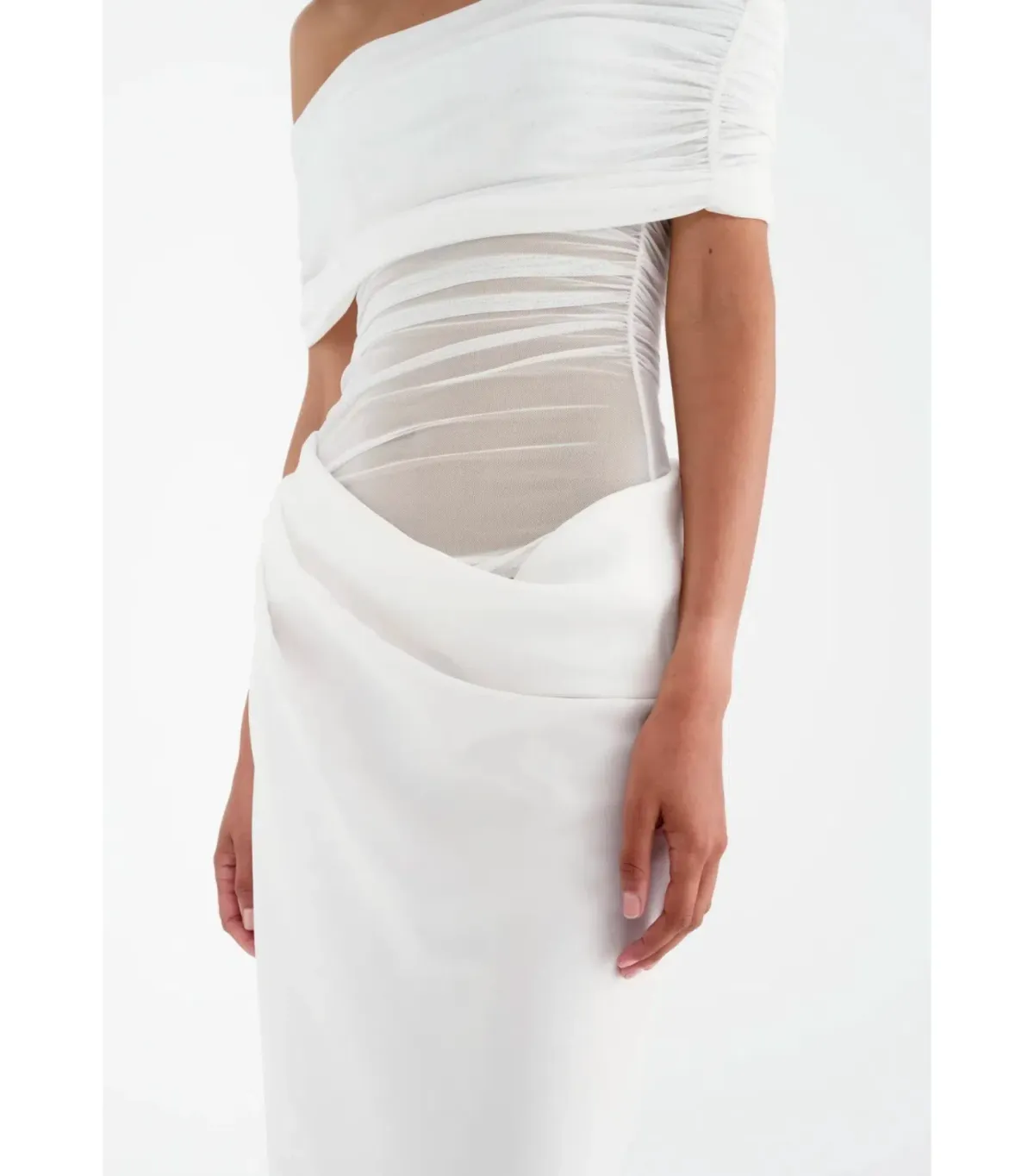 Benni Nico Off Shoulder Maxi Dress in White Size AU 12 - Image 4