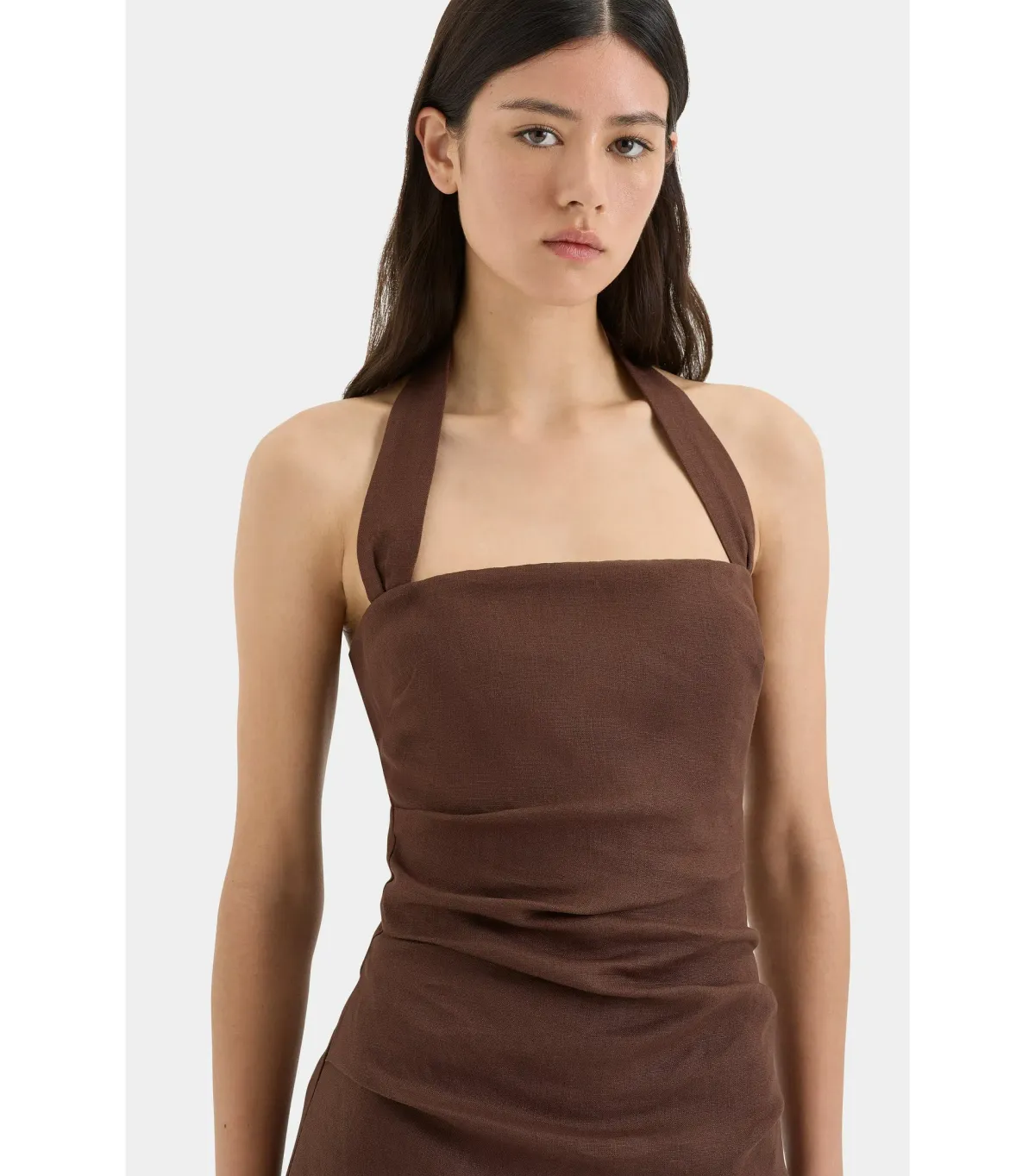 Sir the Label Noemi Halter Mini Dress in Chocolate Size AU 4 - Image 2