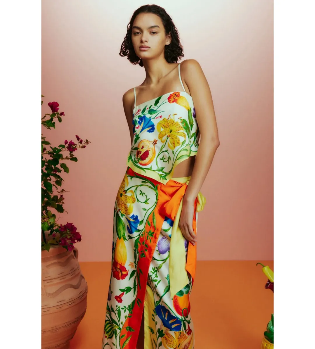 Alemais Flores High Waisted Short and Scarf Top Set Print Size AU 8 for rent on The Volte - main image