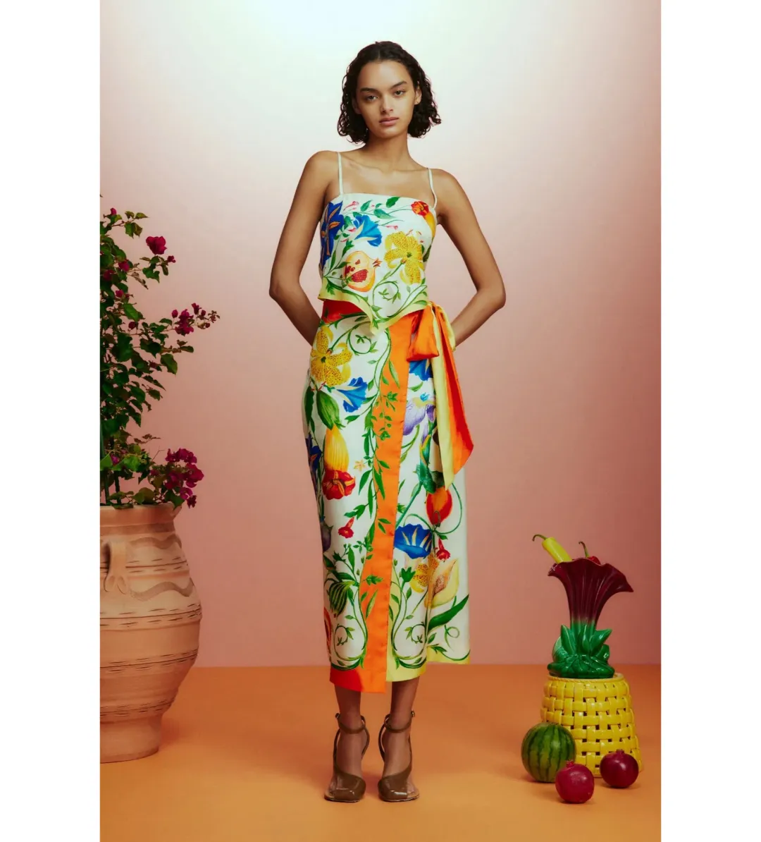 Alemais Flores High Waisted Short and Scarf Top Set Print Size AU 8 for rent on The Volte - main image