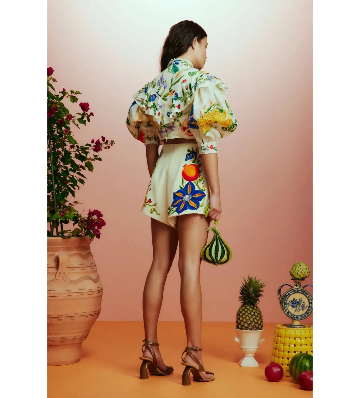 Alemais Flores High Waisted Short and Scarf Top Set Print Size AU 8 - Image 7