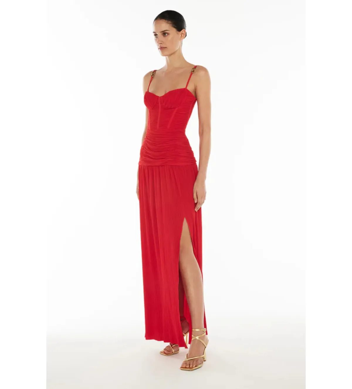 Manning Cartell Double Time Pleat Dress Red Size AU 14 - Image 4
