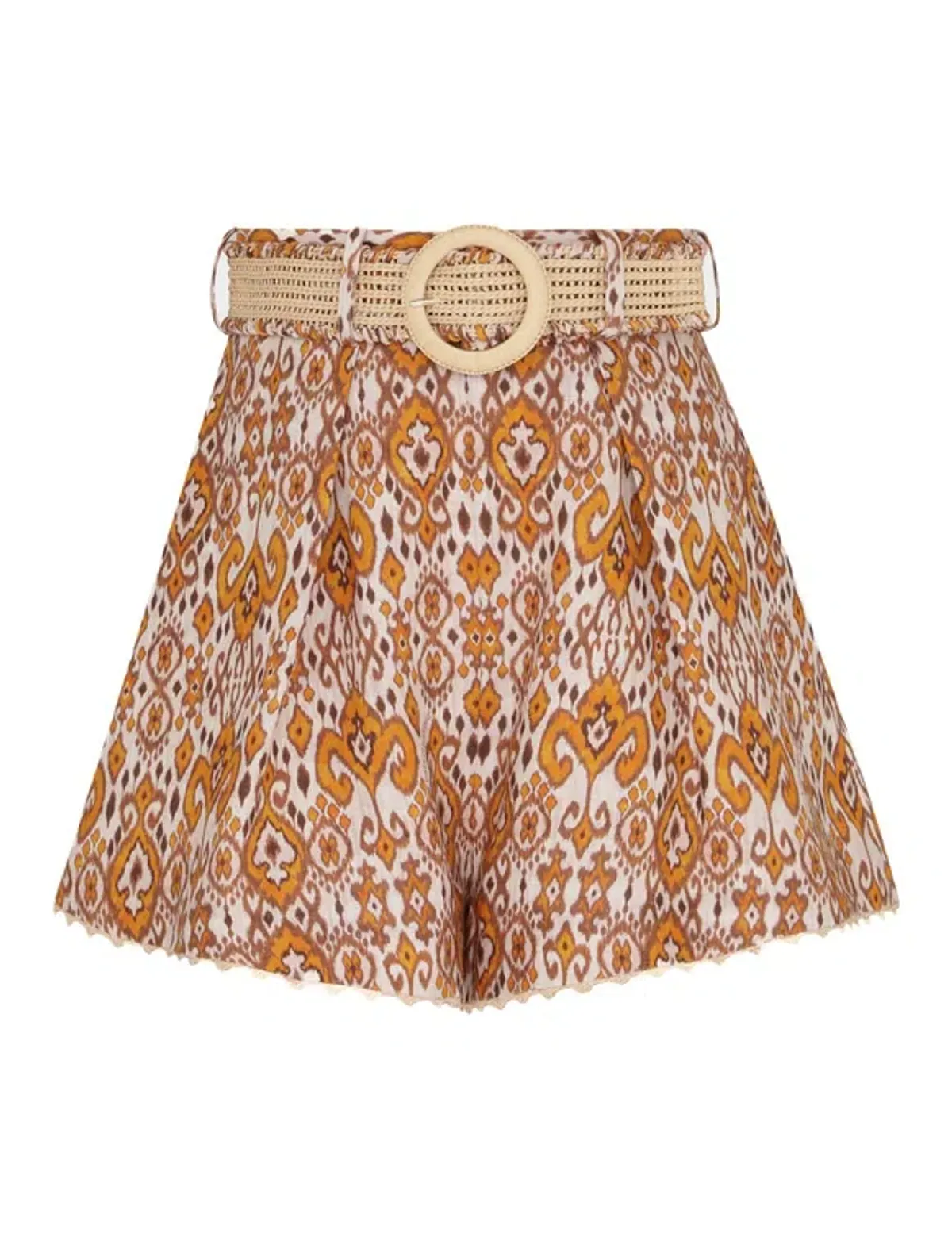 Zimmermann Wylie Relaxed Shirt Size 0P / AU 6 and Fitted Short Size 1 / AU 10 Set in Orange Ikat - Image 4