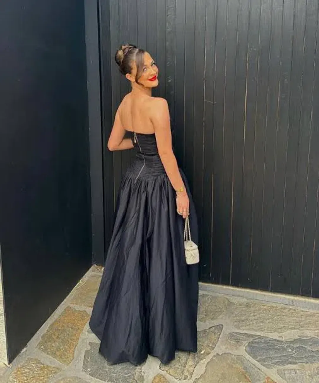 Aje Violette Bubble Hem Maxi Dress Black Size AU 14 for rent on The Volte - main image