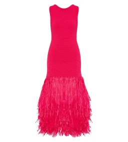 Aje Rushes Raffia Knit Midi Dress Deep Fuschia Size AU 6 for rent on The Volte - image 5