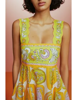Alemais Diana Summer Dress Yellow Print Size AU 8 for rent on The Volte - image 4