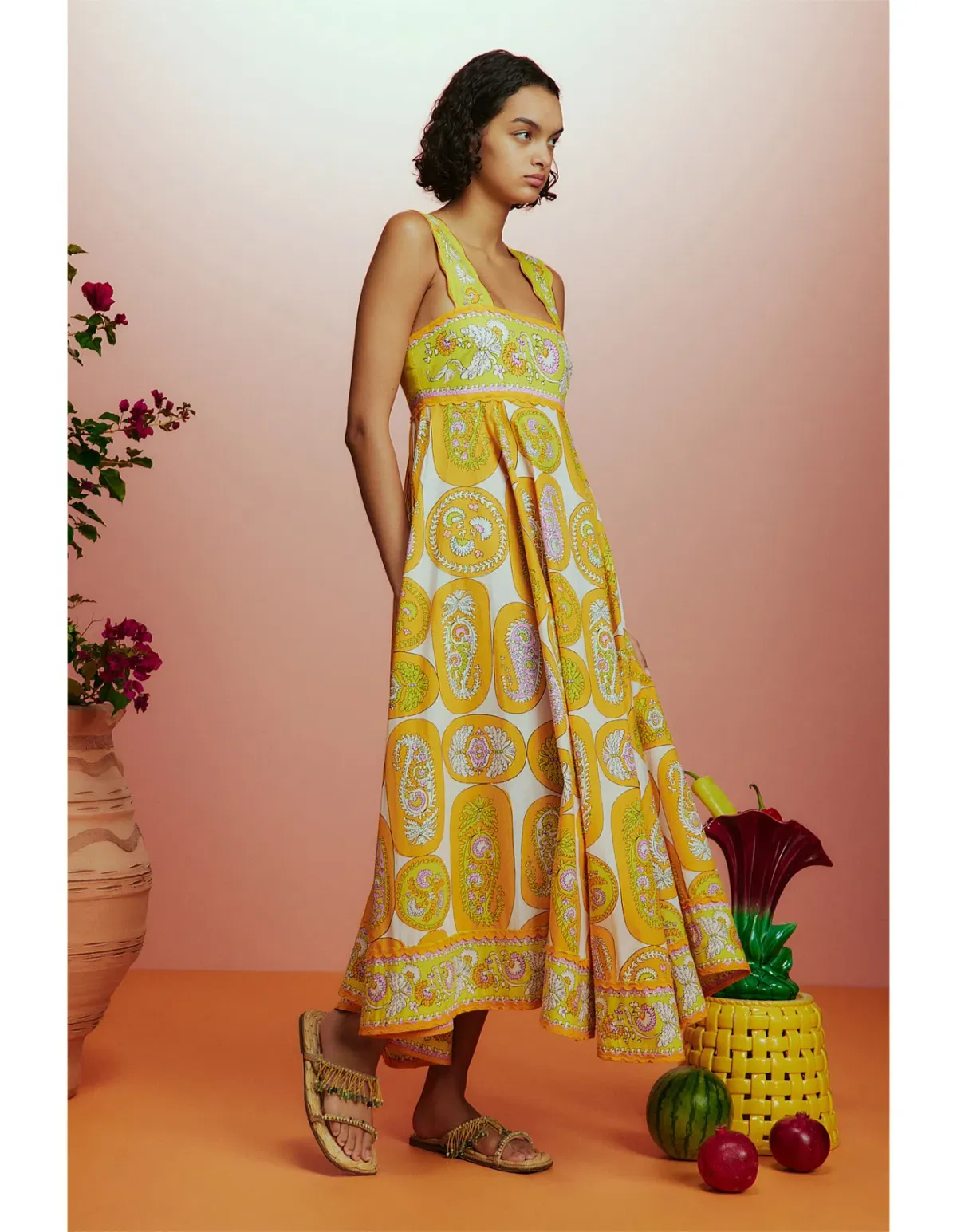 Alemais Diana Summer Dress Yellow Print Size AU 8 - Image 2