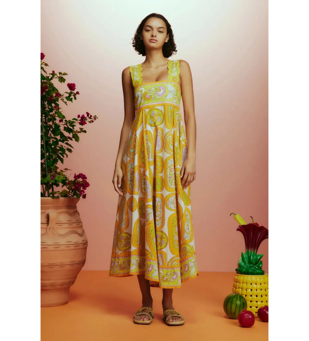 Alemais Diana Summer Dress Yellow Print Size AU 8 - Image 1