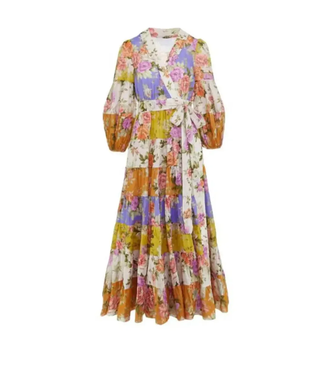 Zimmermann Pattie Wrap Midi Dress In Spliced Size 1 / AU 10 for rent on The Volte - main image