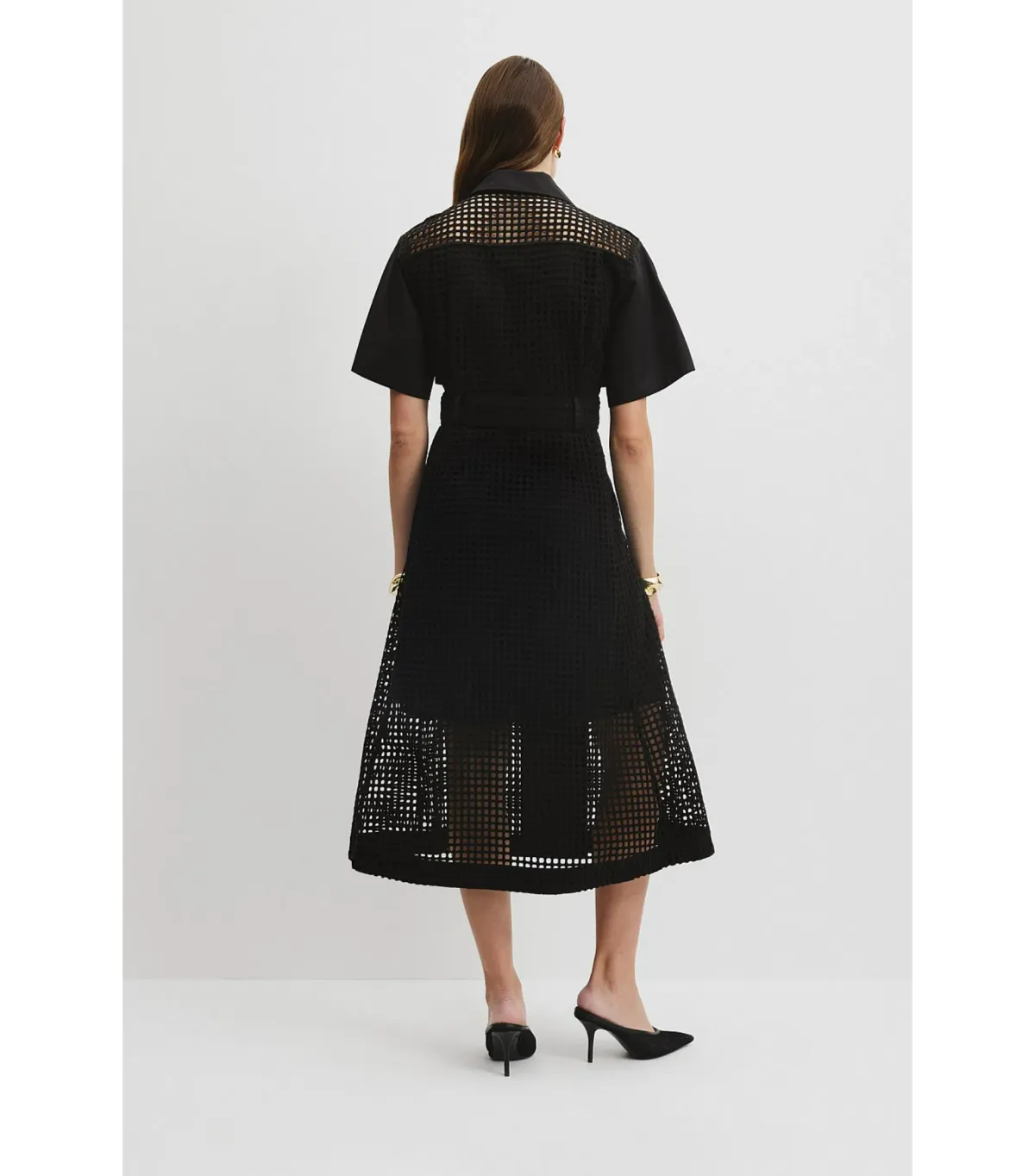 Country Road Utility Mesh Midi Dress Black Size 12 - Image 4