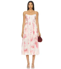 Zimmermann Waverley Corset Midi Dress in Pink Palm Size 0 / AU 8 for rent on The Volte - image 1