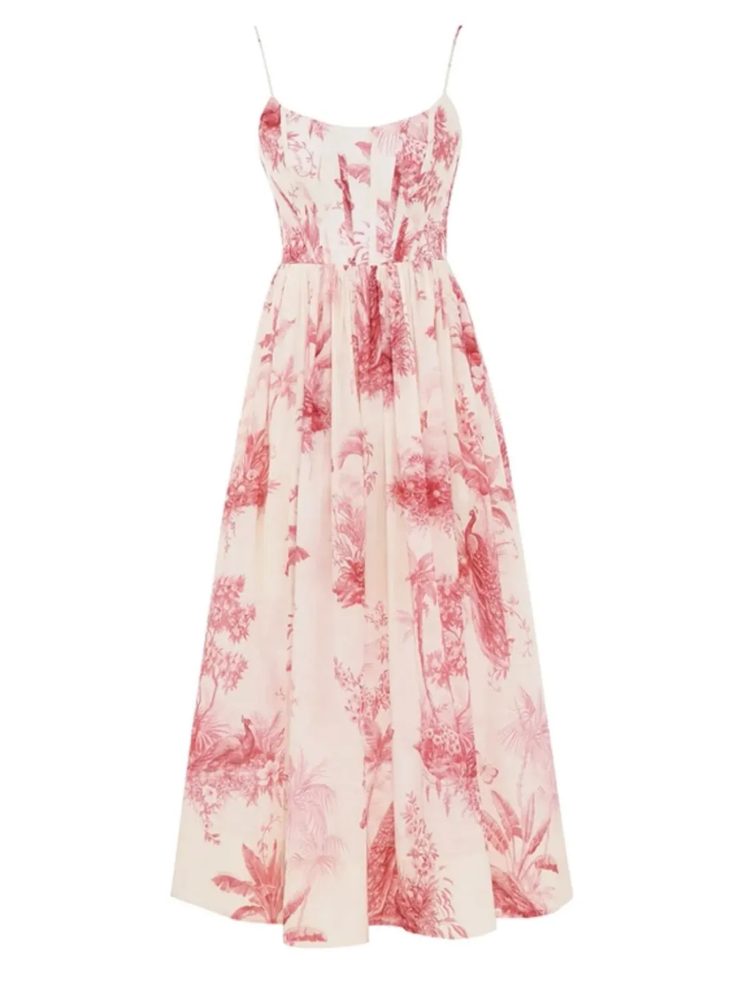Zimmermann Waverley Corset Midi Dress in Pink Palm Size 0 / AU 8 for rent on The Volte - main image