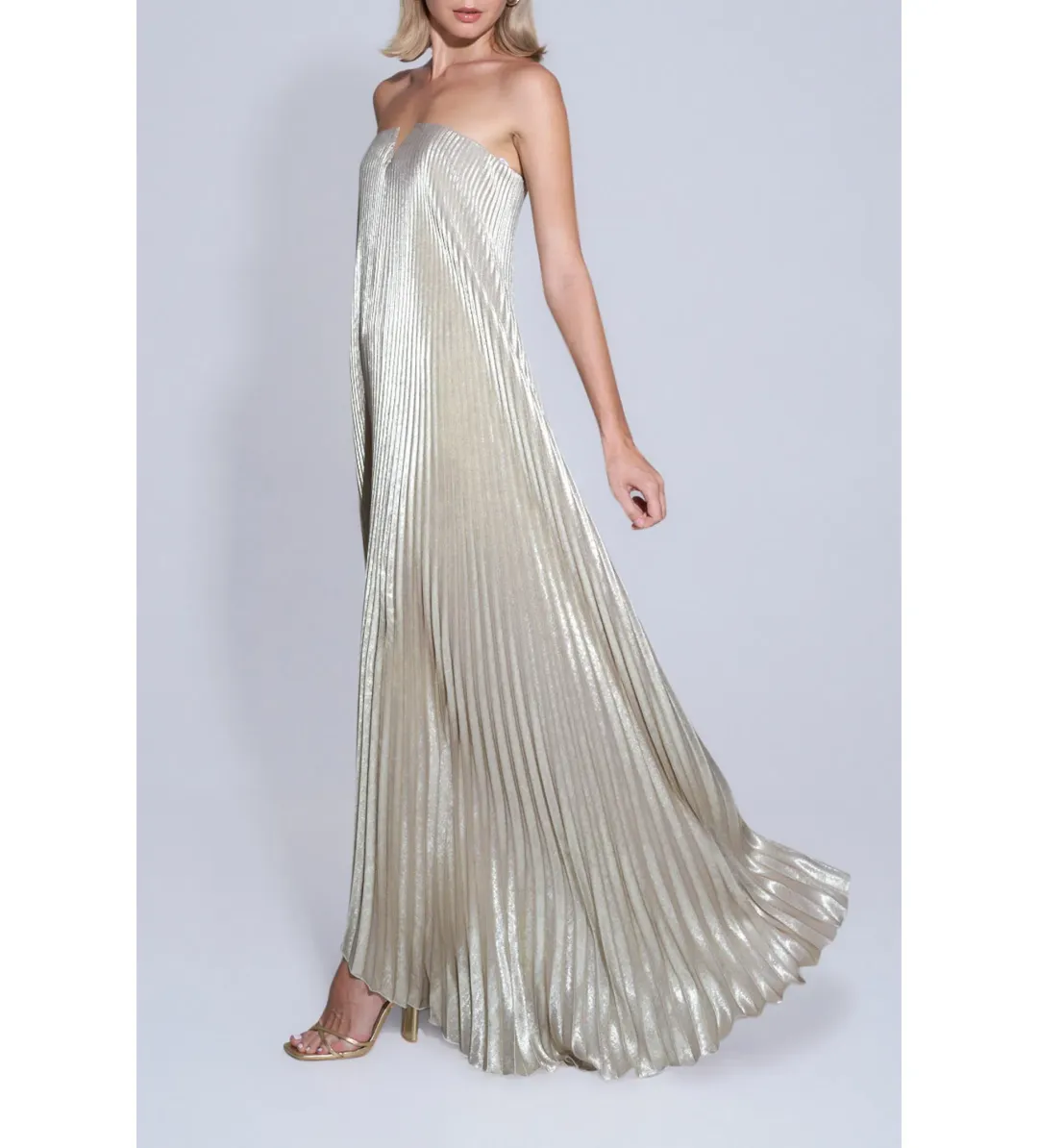 Lidee Black Tie Gown Gold ShimmerSize 8 for rent on The Volte - main image