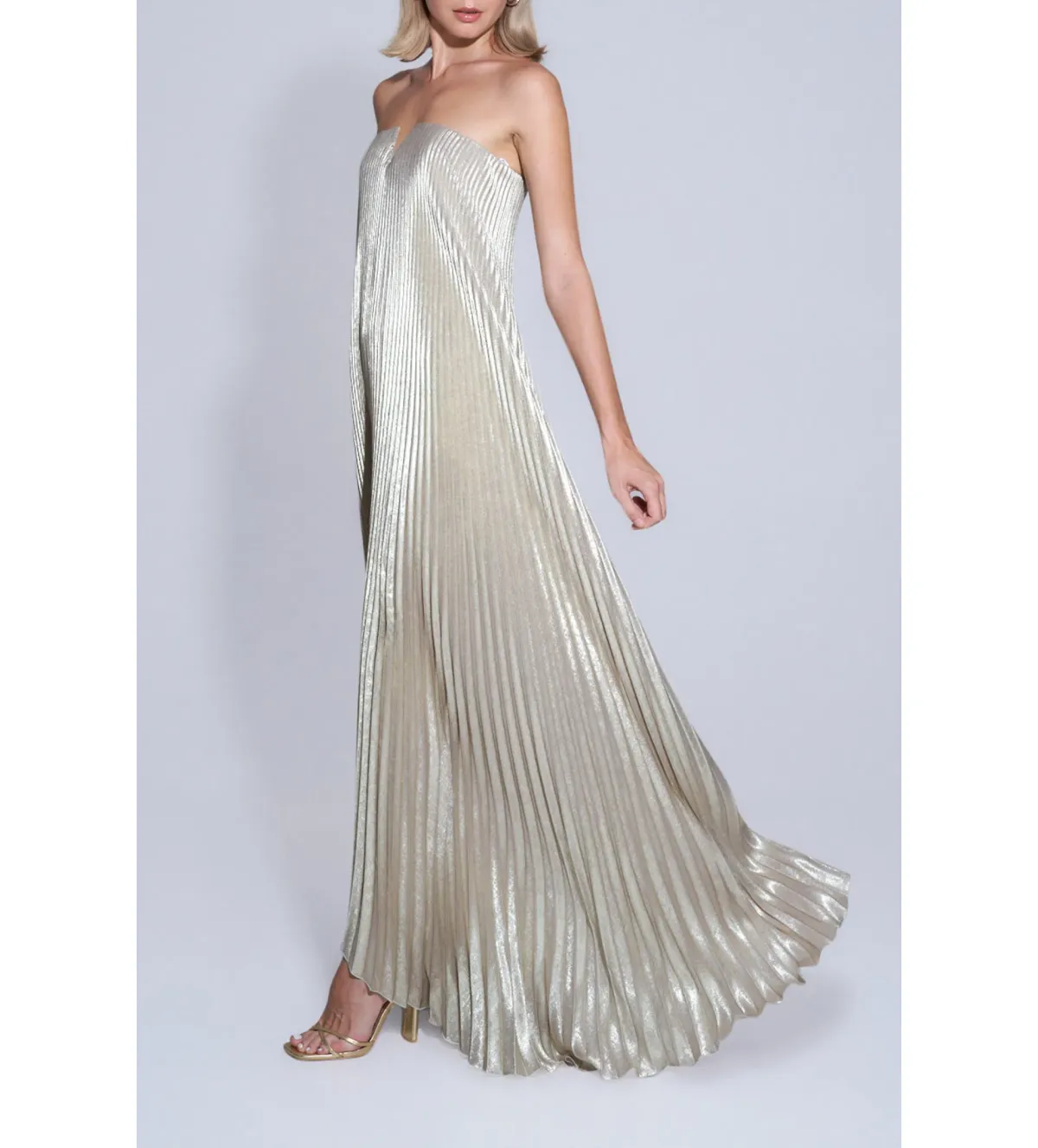 Lidee Black Tie Gown Gold ShimmerSize 8 for rent on The Volte - main image