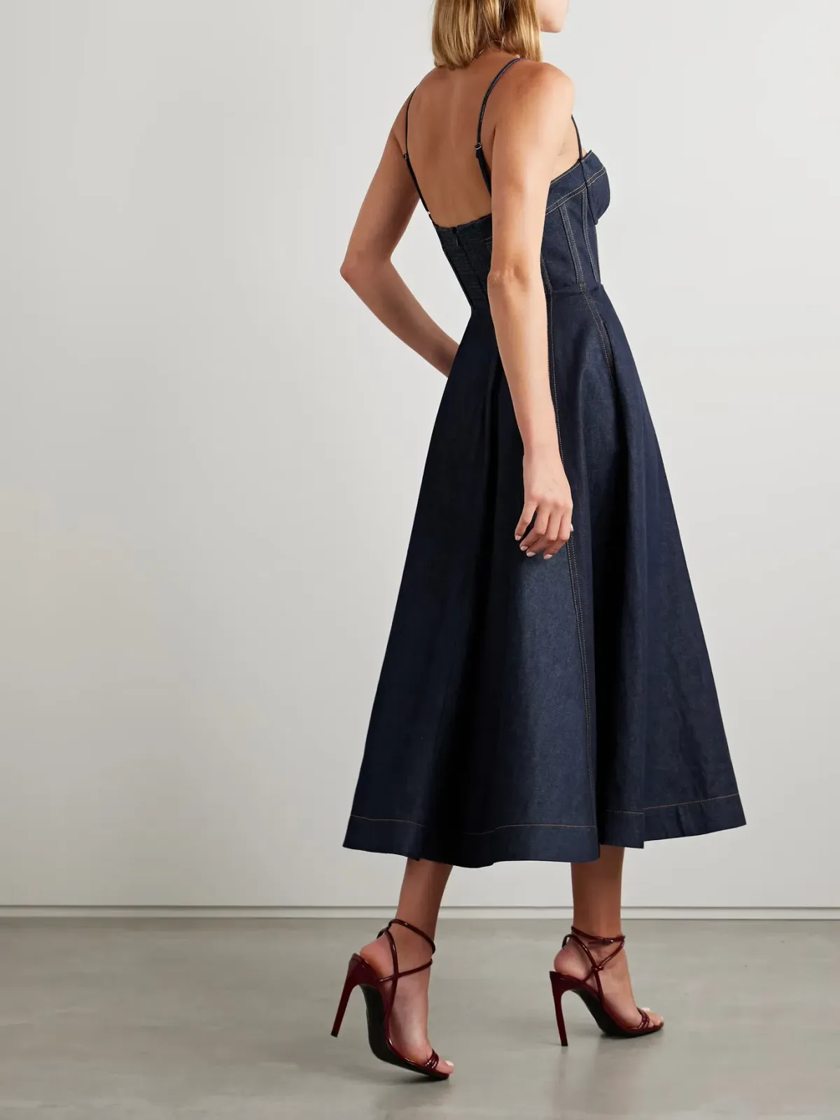 Zimmermann Crush Denim Bustier Midi Dress Navy Size 0P/Au 6 - Image 2