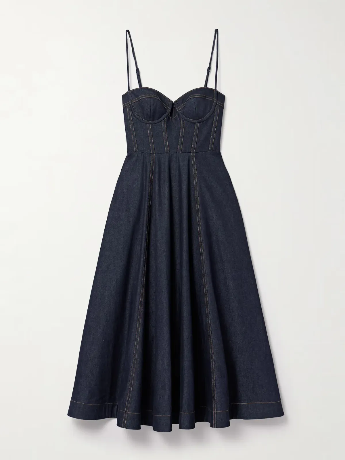 Zimmermann Crush Denim Bustier Midi Dress Navy Size 0P/Au 6 - Image 6