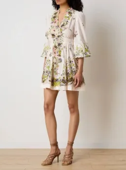 Zimmermann Halliday Plunge Mini Dress Cream/Floral Size 3 /Au 14 for rent on The Volte - image 3