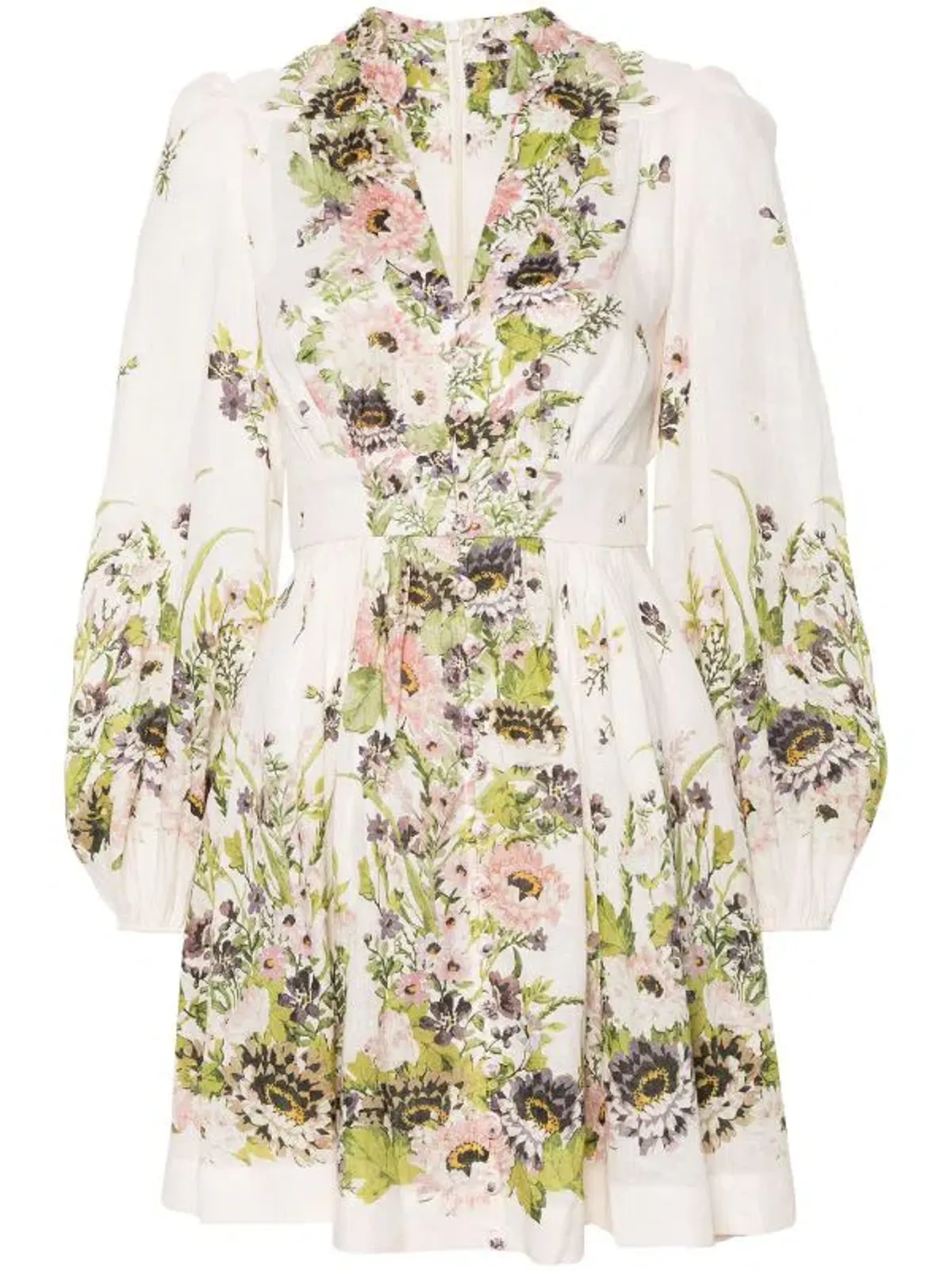 Zimmermann Halliday Plunge Mini Dress Cream/Floral Size 3 /Au 14 - Image 4