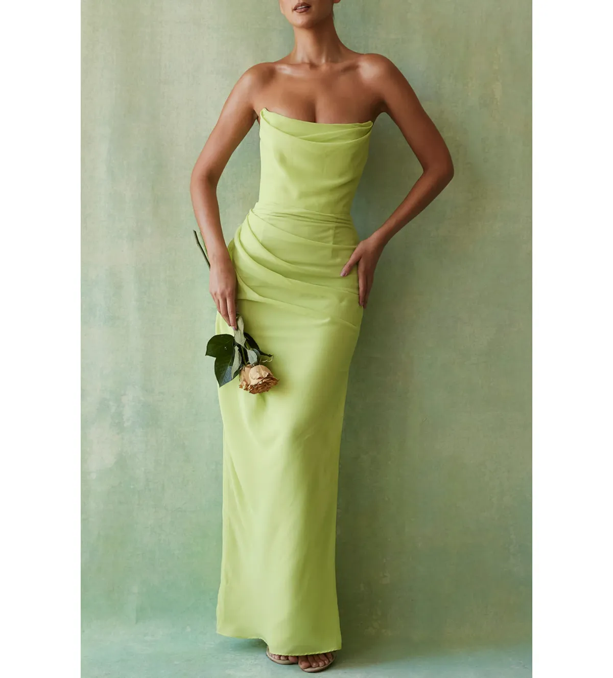 House of CB Adriene Lime Strapless Gown Lime Size L/Au 12 - Image 3