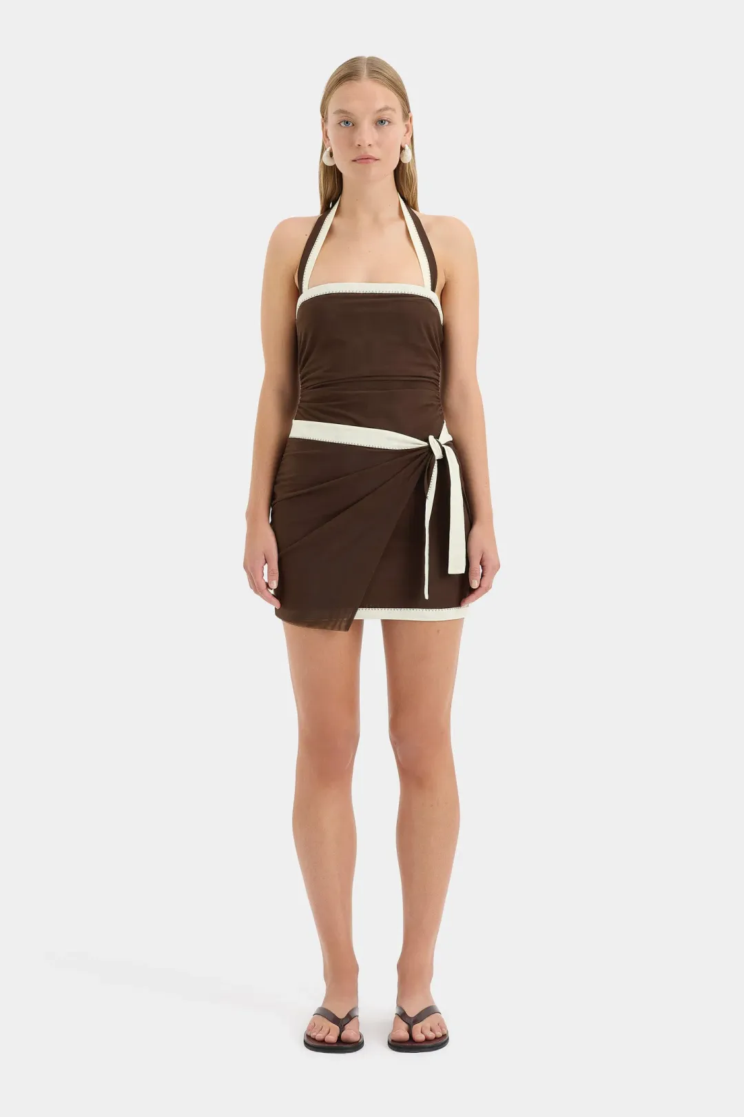 Sir the Label Jacques Mini Dress Chocolate Size 6 for rent on The Volte - main image